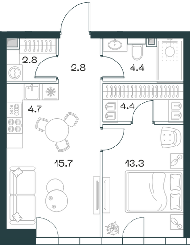 2-комнатная 48 м2 в ЖК Shift корпус null этаж 11