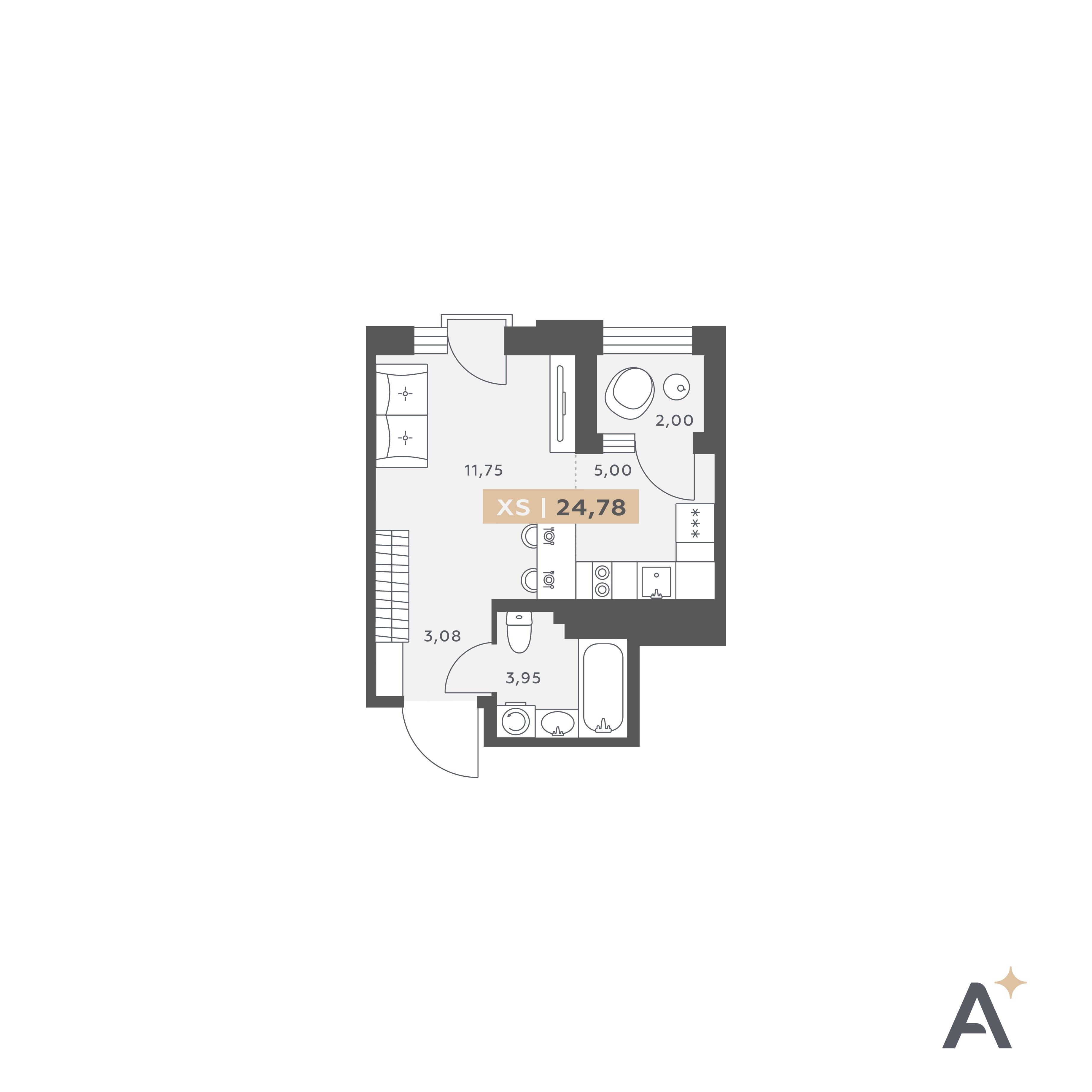 Студия 24 м2 в ЖК ORO by Akvilon корпус null этаж 11