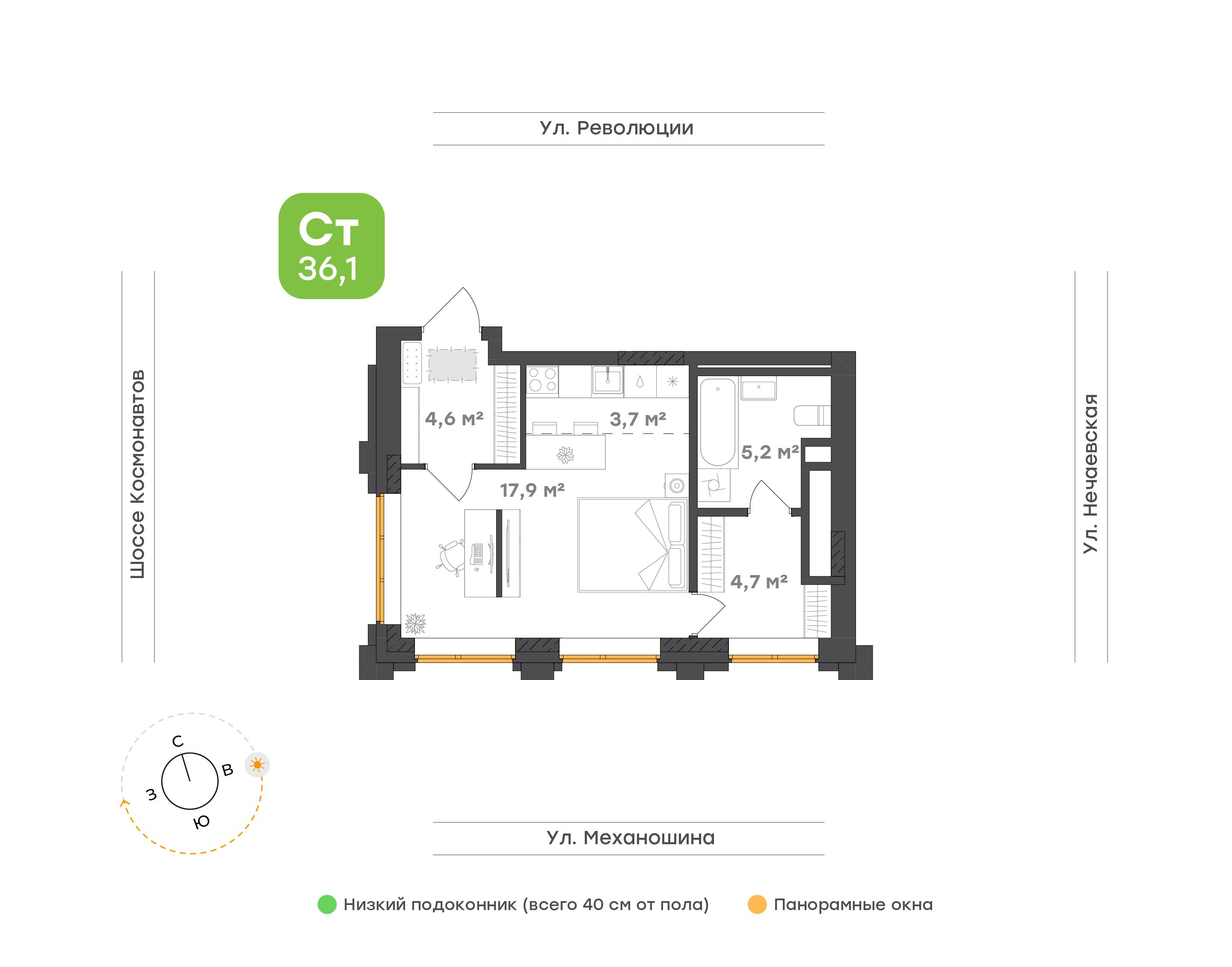 Студия 36 м2 в ЖК Городские кварталы Талан корпус null этаж 21