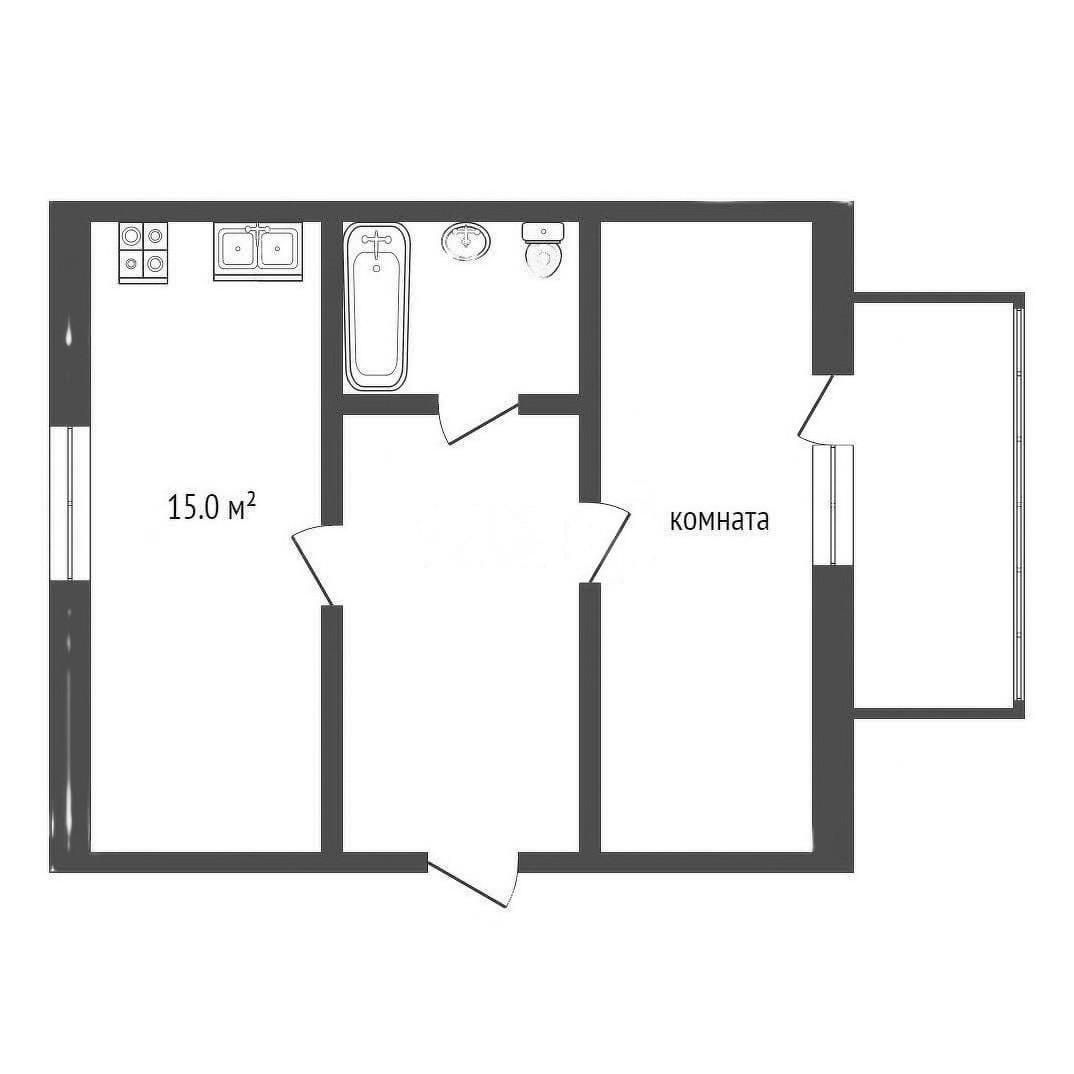 1-комнатная 46 м2 в ЖК undefined корпус null этаж 13