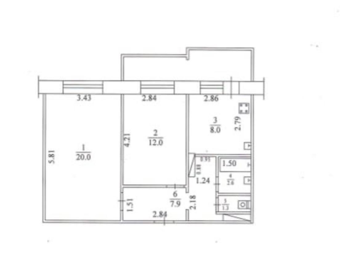 2-комнатная 51.6 м2 в ЖК undefined корпус null этаж 6