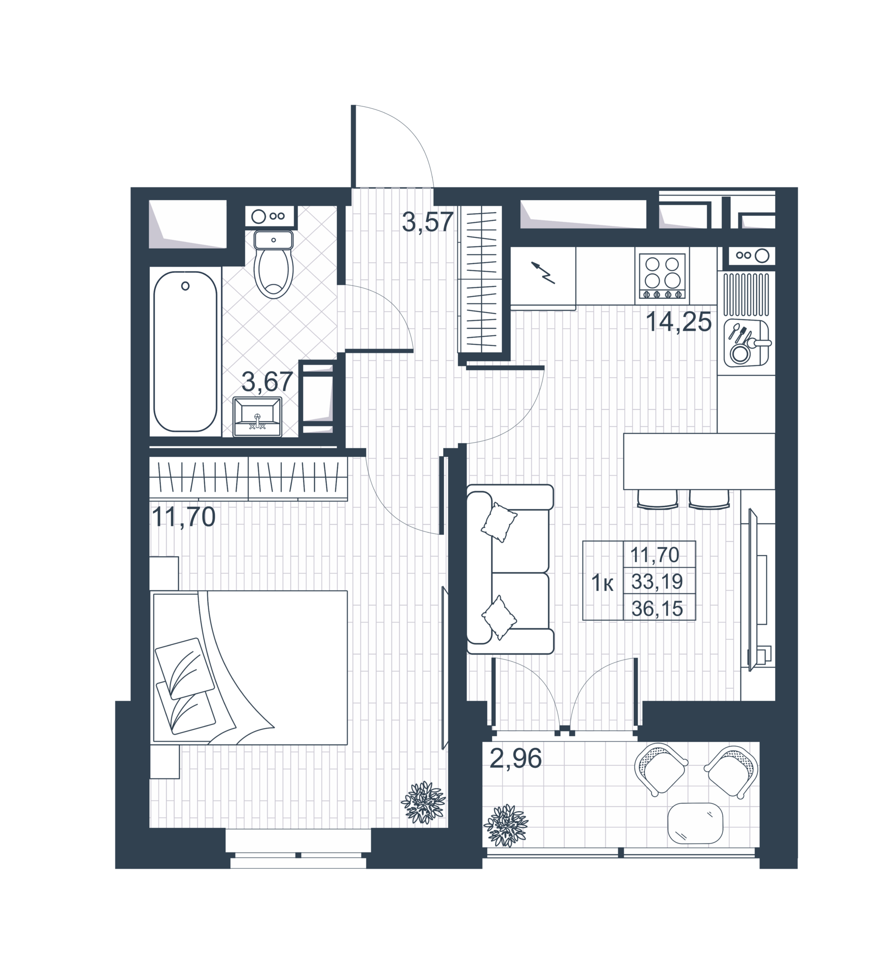 1-комнатная 32 м2 в ЖК Ново-Антропшино корпус null этаж 6