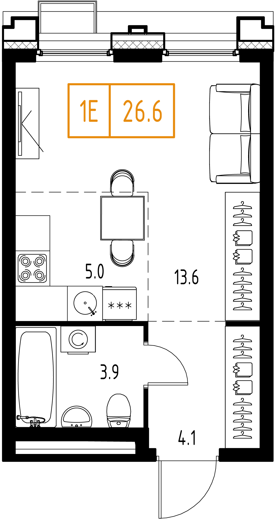 Студия 26 м2 в ЖК Сколково ВАН корпус null этаж 3