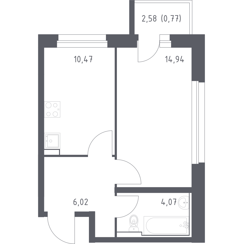 1-комнатная 36 м2 в ЖК Сердце Сахалина корпус null этаж 7