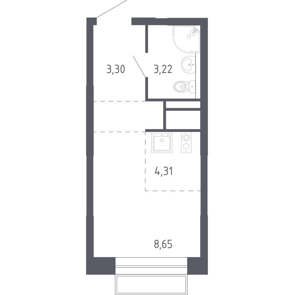 Студия 19 м2 в ЖК Новоград Павлино корпус null этаж 14
