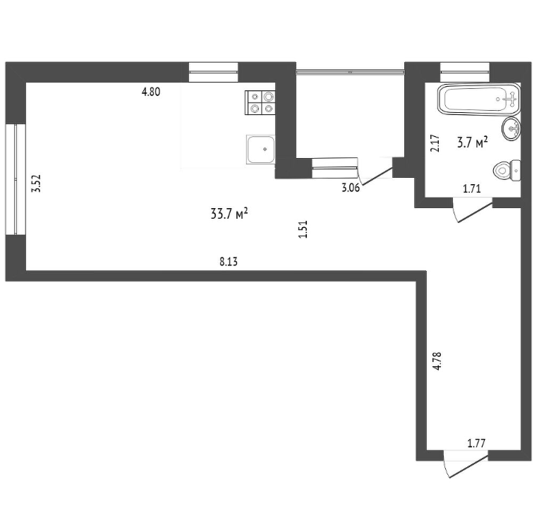 Студия 34 м2 в ЖК undefined корпус null этаж 4