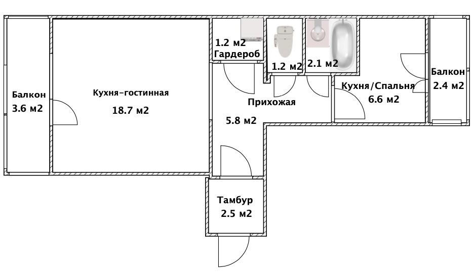 1-комнатная 40 м2 в ЖК undefined корпус null этаж 3
