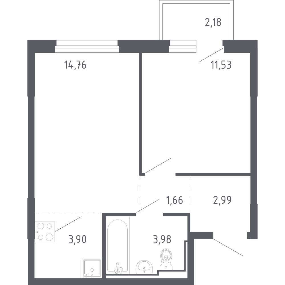 Студия 40 м2 в ЖК Чаркова 72 корпус null этаж 7