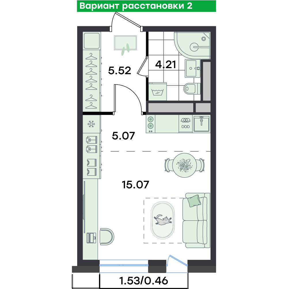 Студия 30 м2 в ЖК G3 Театральный корпус null этаж 5