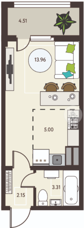 Студия 26.7 м2 в ЖК undefined корпус null этаж 6