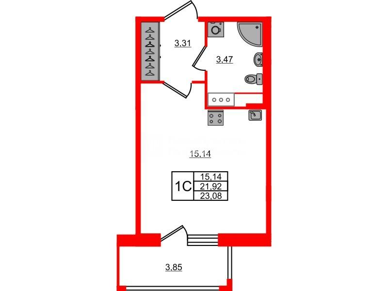 Студия 21 м2 в ЖК Астра Континенталь корпус null этаж 4