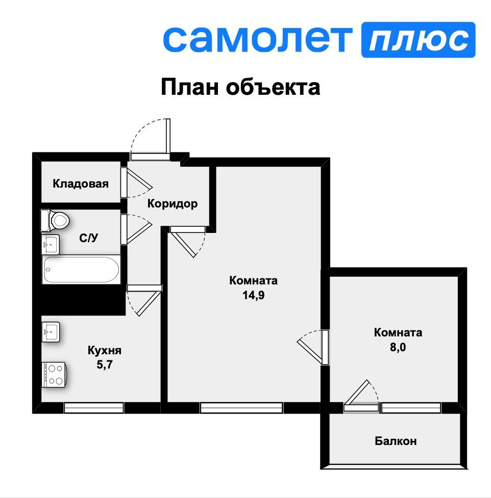 2-комнатная 36.4 м2 в ЖК undefined корпус null этаж 1