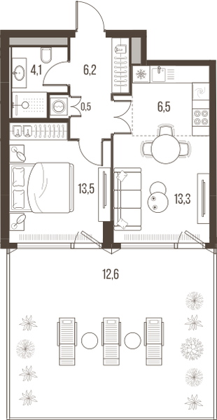 2-комнатная 56 м2 в ЖК High Life корпус null этаж 2