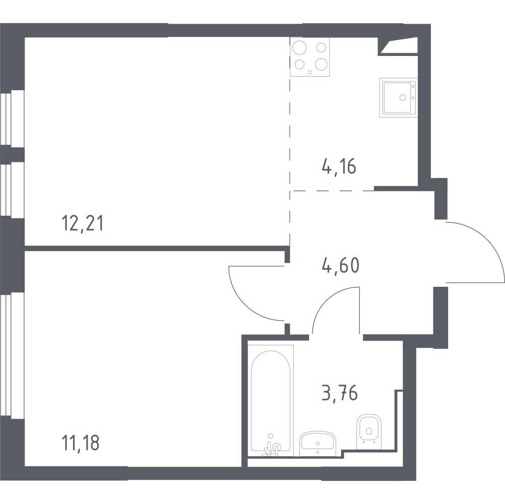 Студия 36 м2 в ЖК Остафьево корпус null этаж 3