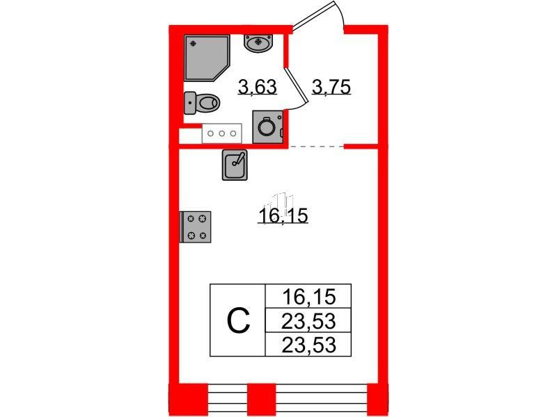 Студия 23 м2 в ЖК PLUS Пулковский корпус null этаж 4