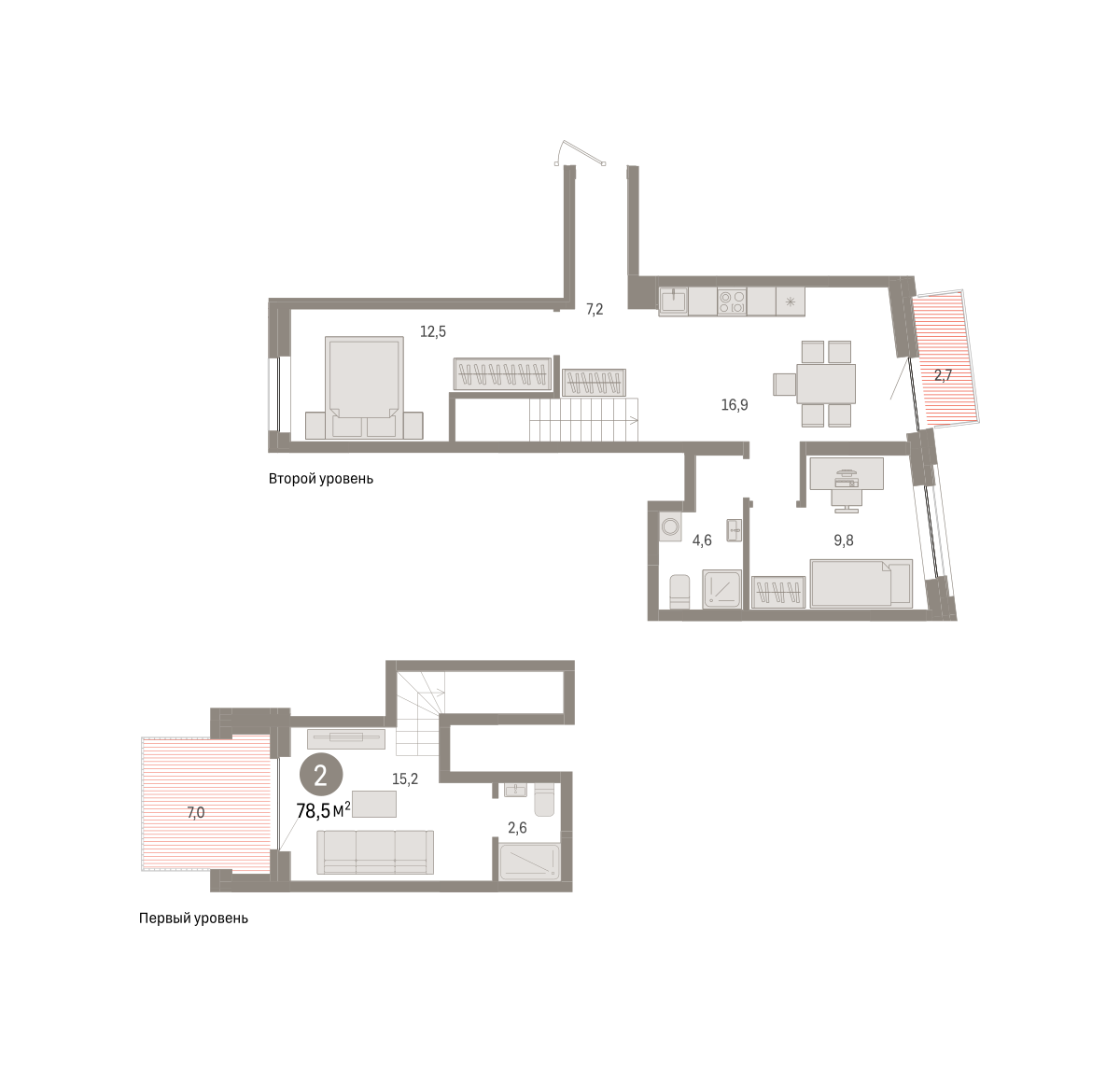 2-комнатная 83 м2 в ЖК Речной порт корпус null этаж 3