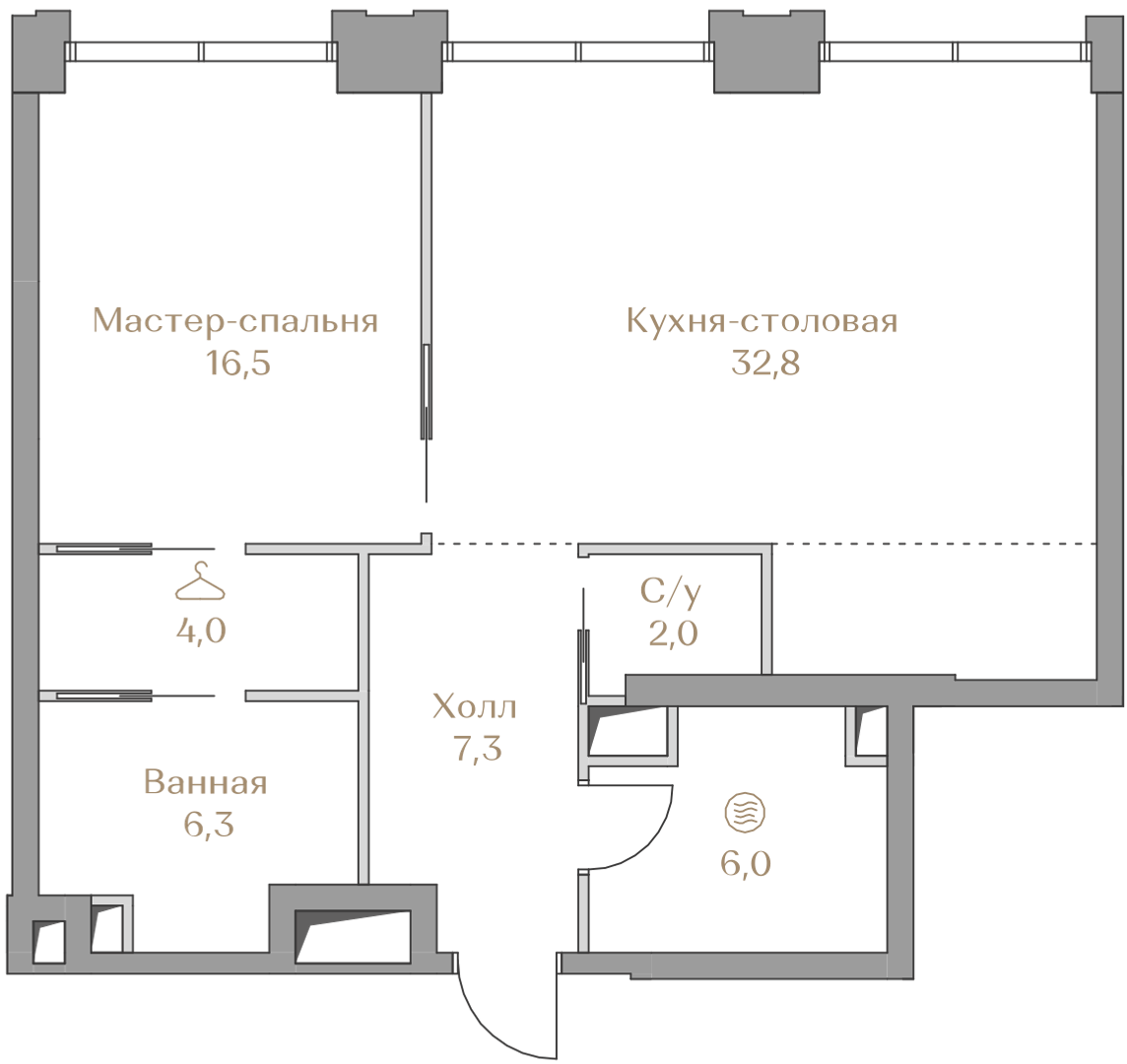 1-комнатная 74 м2 в ЖК Коллекция Лужники корпус null этаж 5