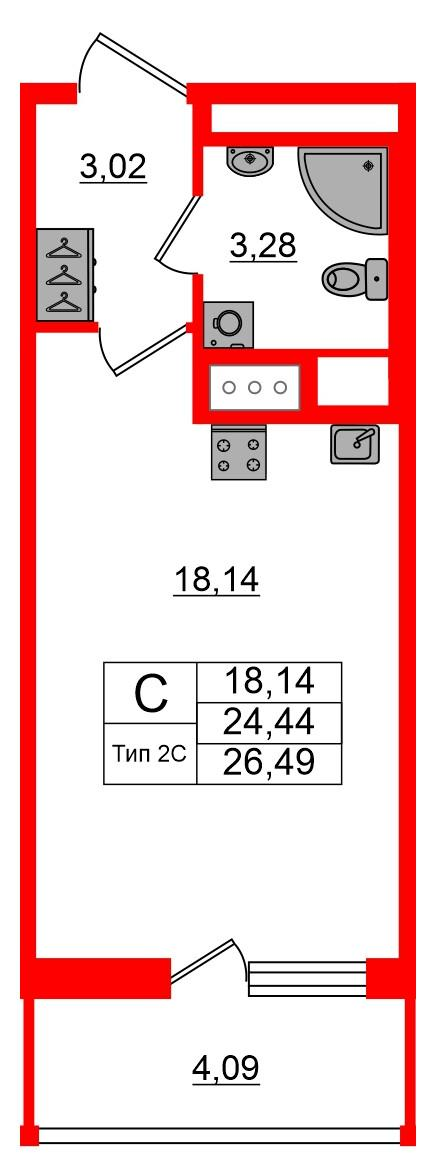 Студия 24 м2 в ЖК Setl Ривьера корпус null этаж 17