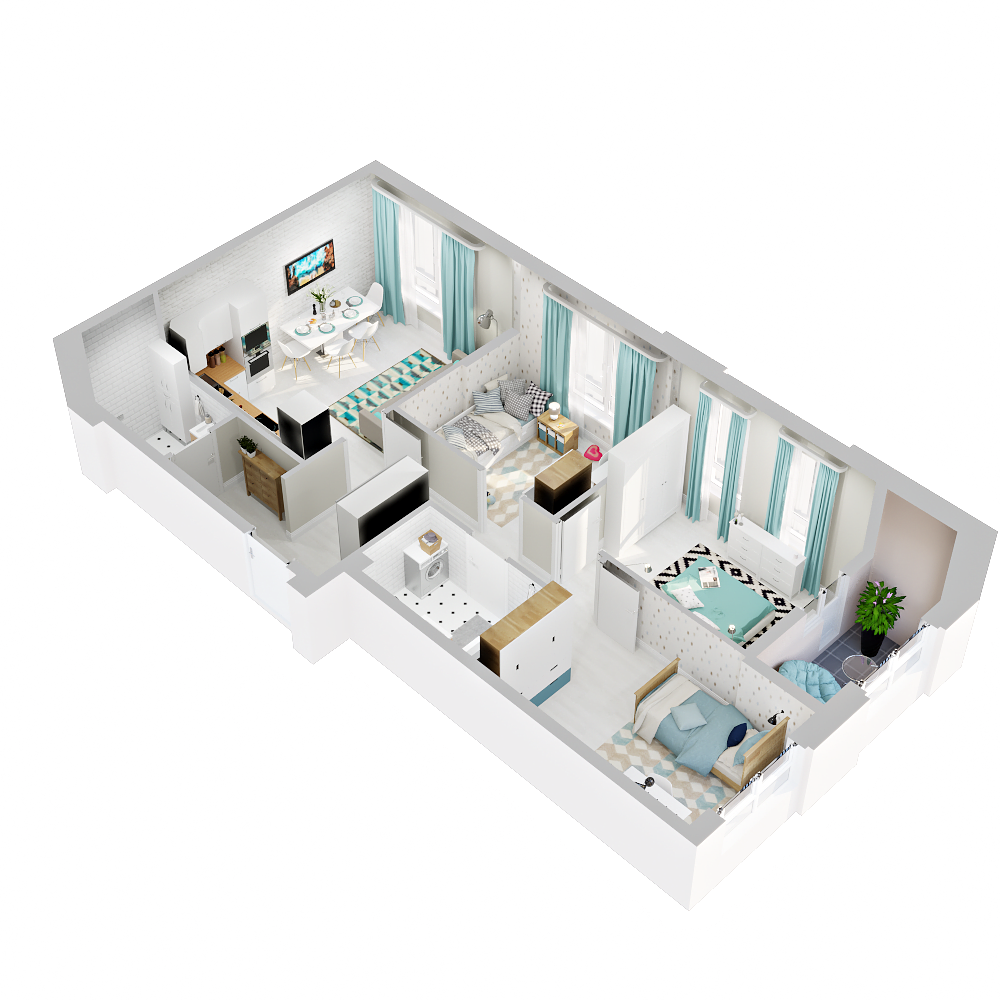 3-комнатная 65 м2 в ЖК Зеленая территория корпус null этаж 8