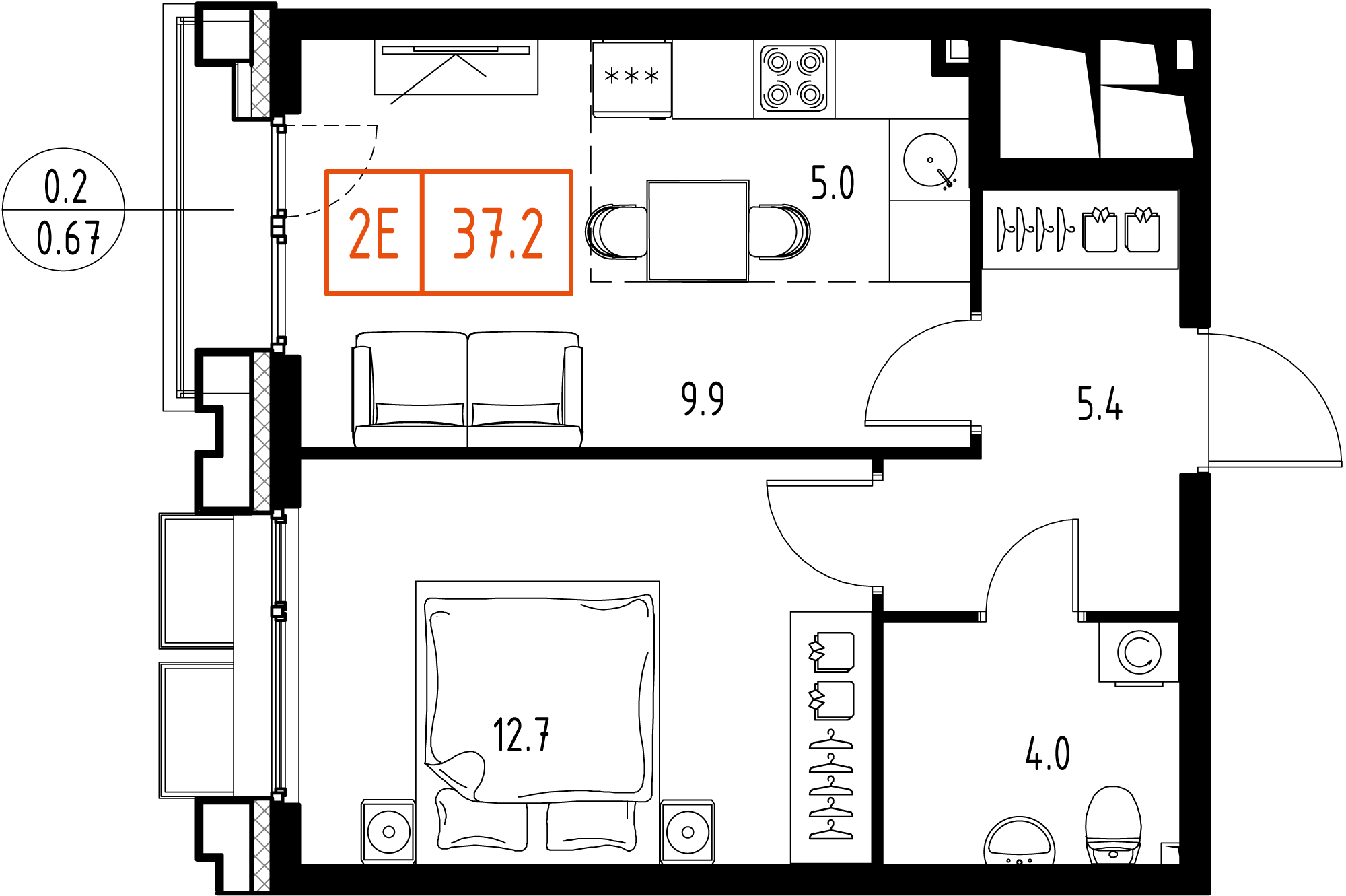 1-комнатная 37 м2 в ЖК Skolkovo One корпус null этаж 7