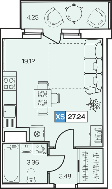 Студия 27 м2 в ЖК Аквилон REKA корпус null этаж 8