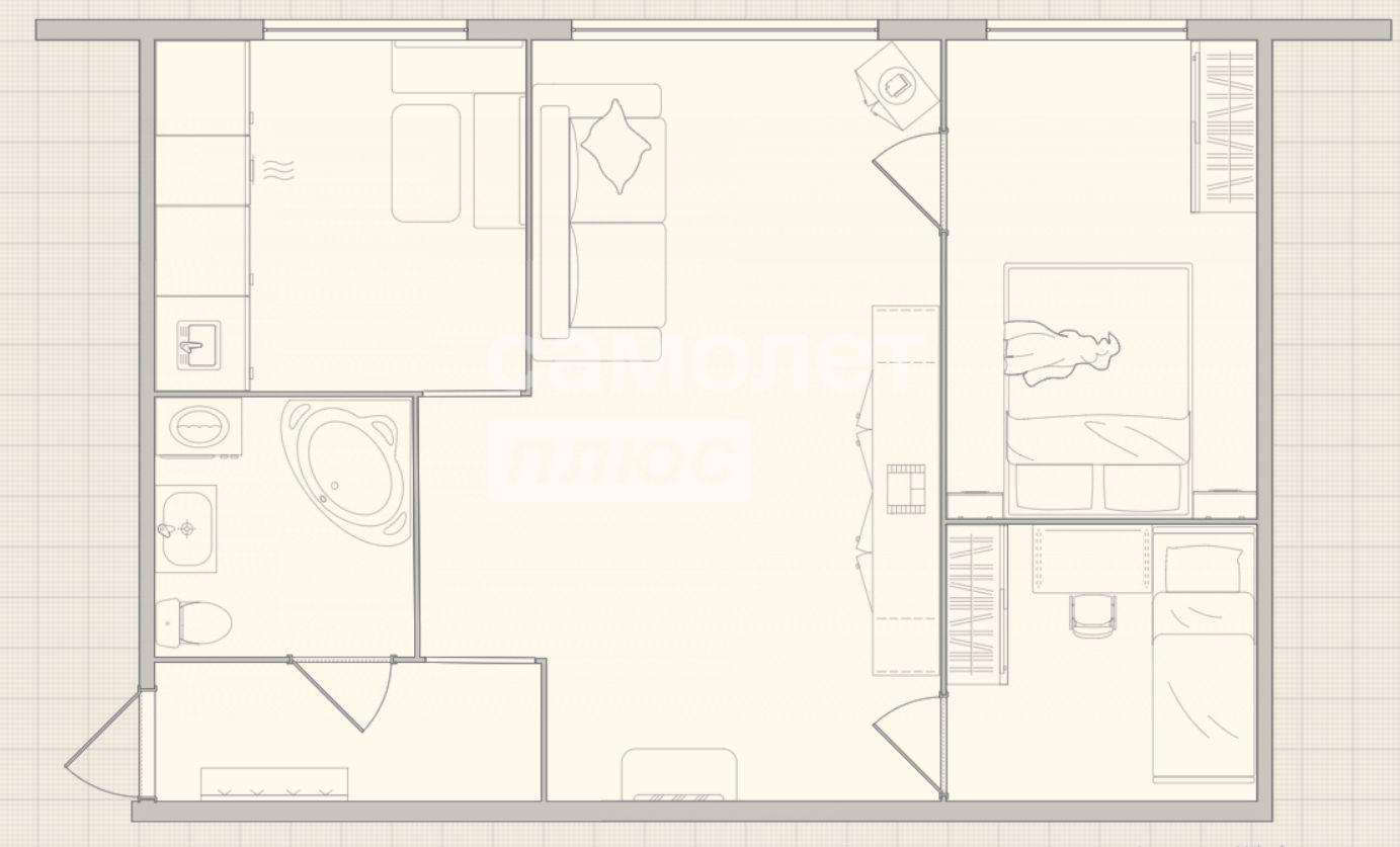 2-комнатная 43.1 м2 в ЖК undefined корпус null этаж 1