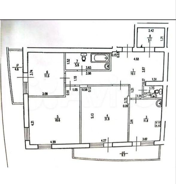 3-комнатная 93.9 м2 в ЖК undefined корпус null этаж 9