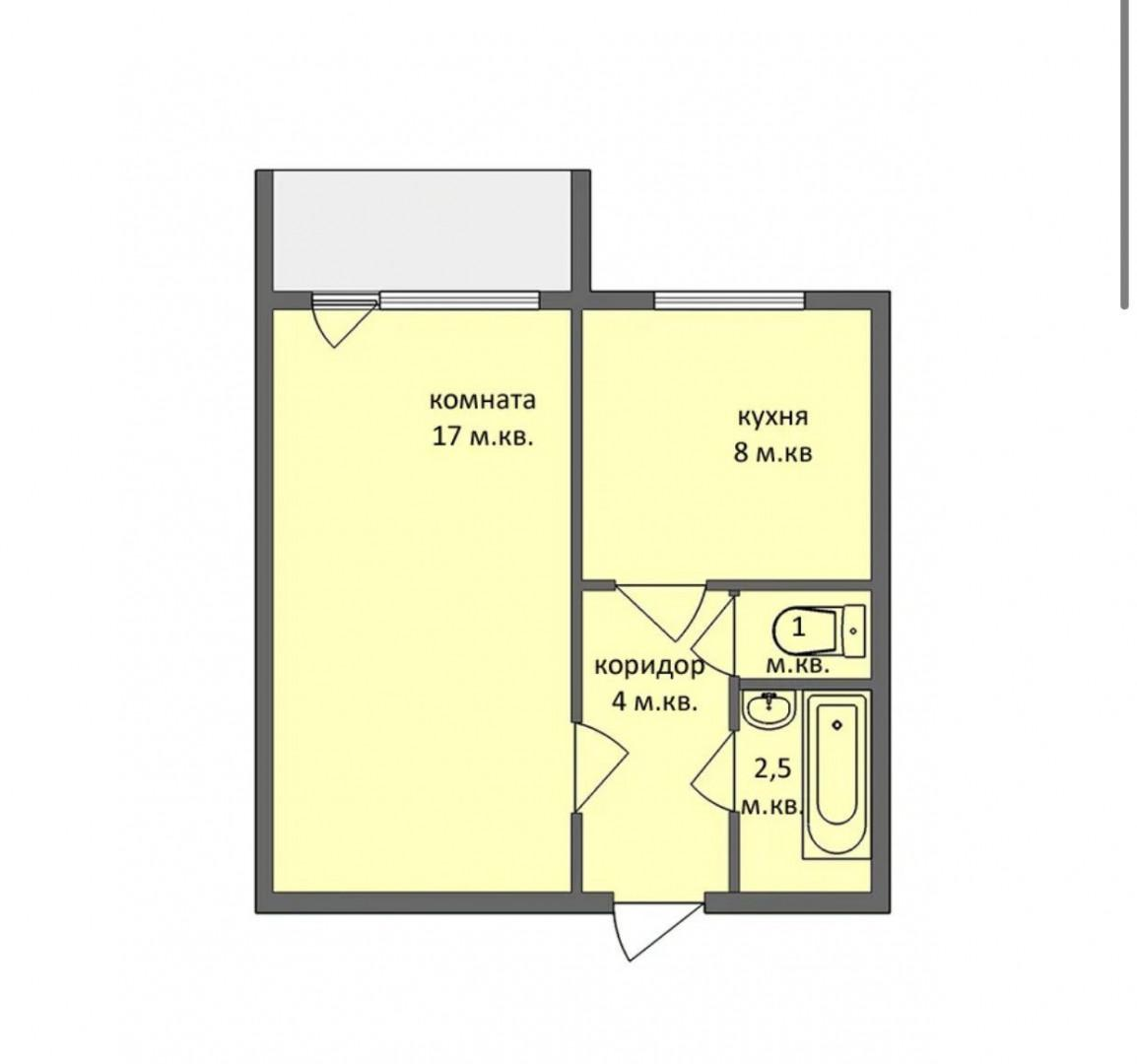 1-комнатная 34 м2 в ЖК undefined корпус null этаж 9
