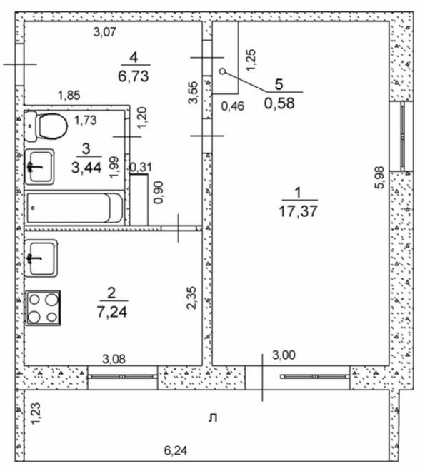 1-комнатная 35.4 м2 в ЖК undefined корпус null этаж 1