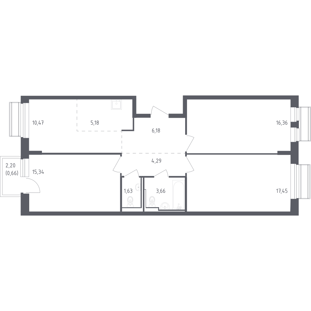 Студия 81 м2 в ЖК Рублёвский Квартал корпус null этаж 3