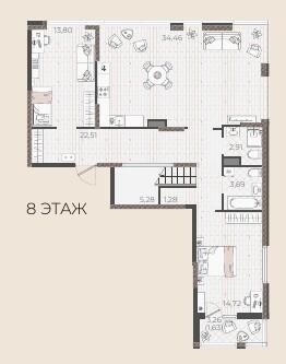 4-комнатная 167.9 м2 в ЖК undefined корпус null этаж 8