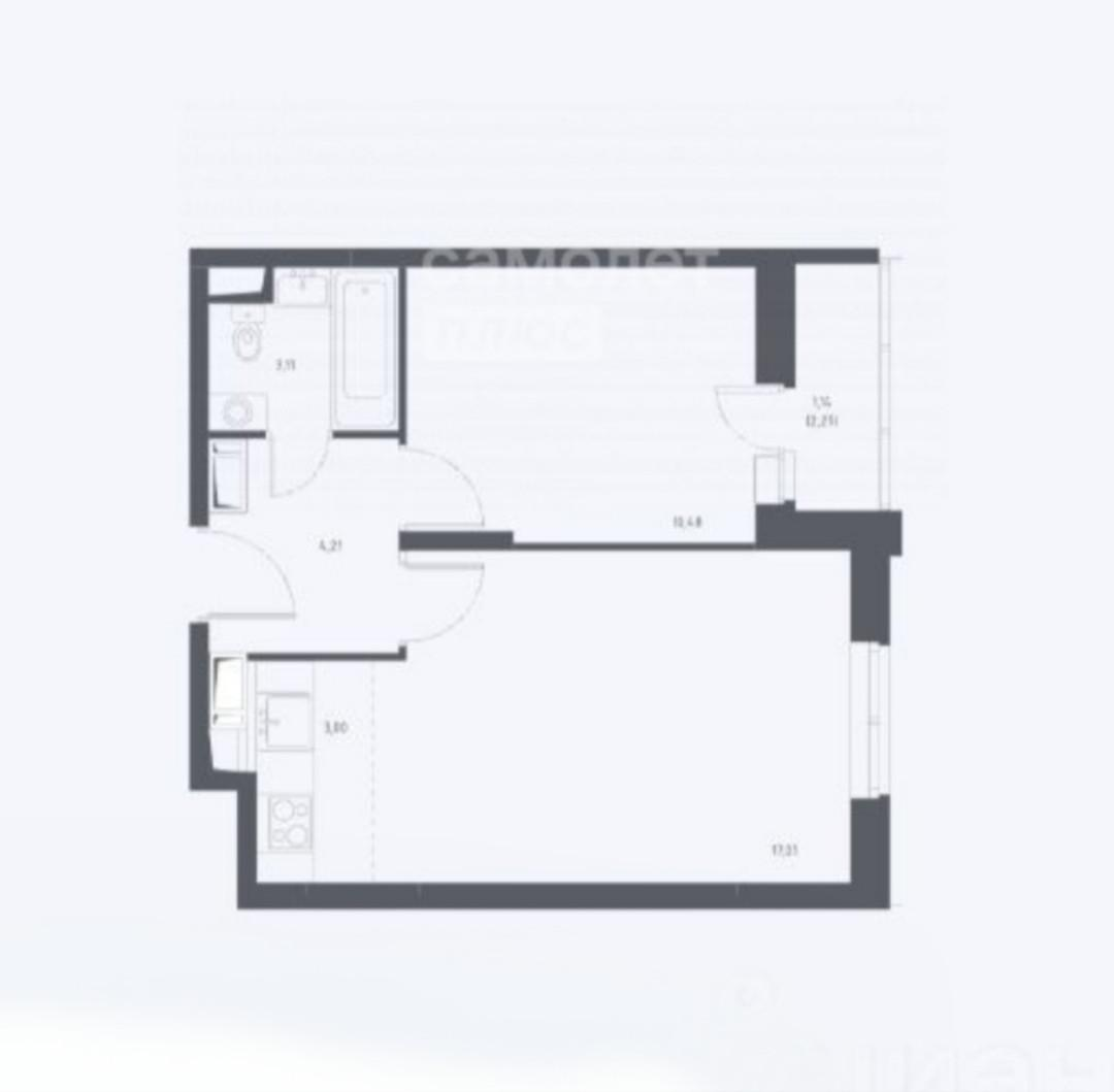 1-комнатная 37.5 м2 в ЖК undefined корпус null этаж 11