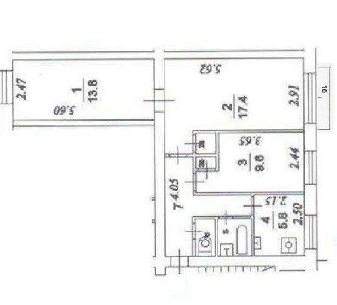 3-комнатная 57 м2 в ЖК undefined корпус null этаж 2