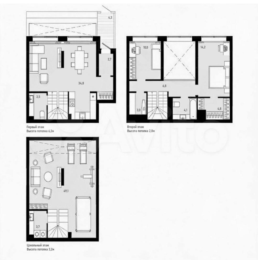 2-комнатная 142.4 м2 в ЖК undefined корпус null этаж 1