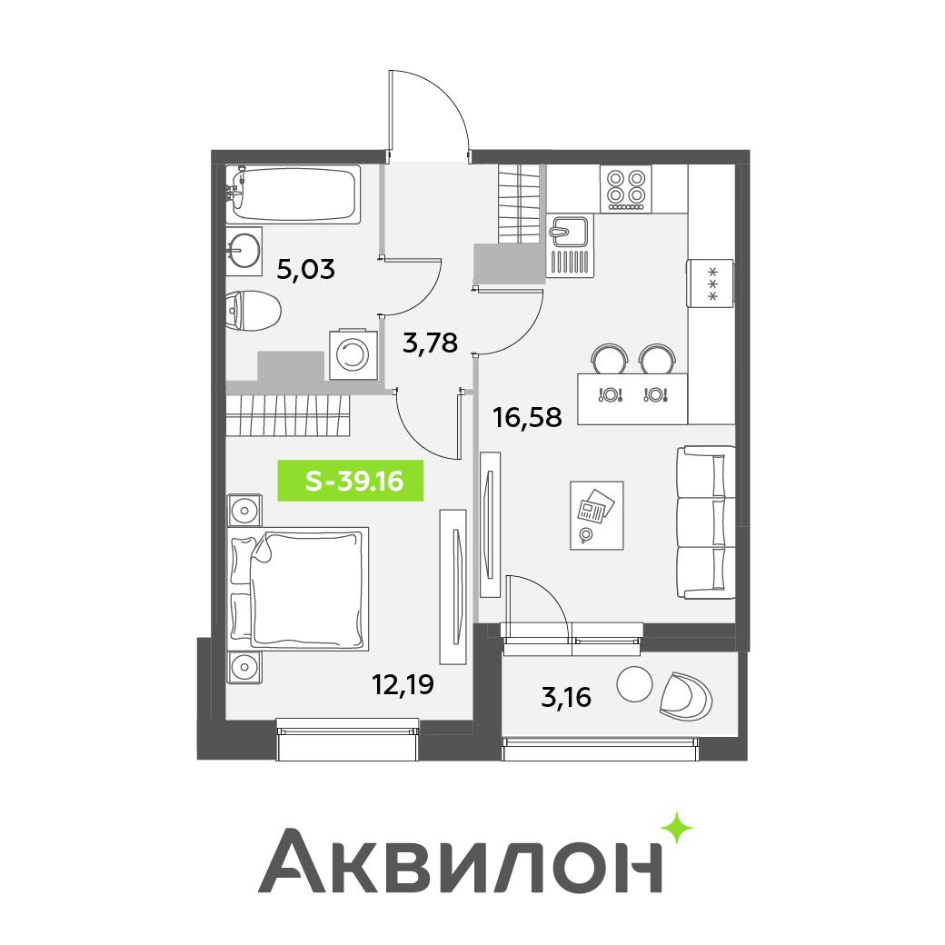 Студия 40 м2 в ЖК Аквилон Ливз корпус null этаж 12