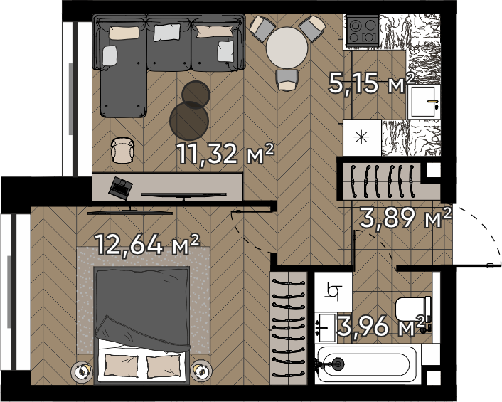 Студия 36 м2 в ЖК Квартал Серебряный бор корпус null этаж 16