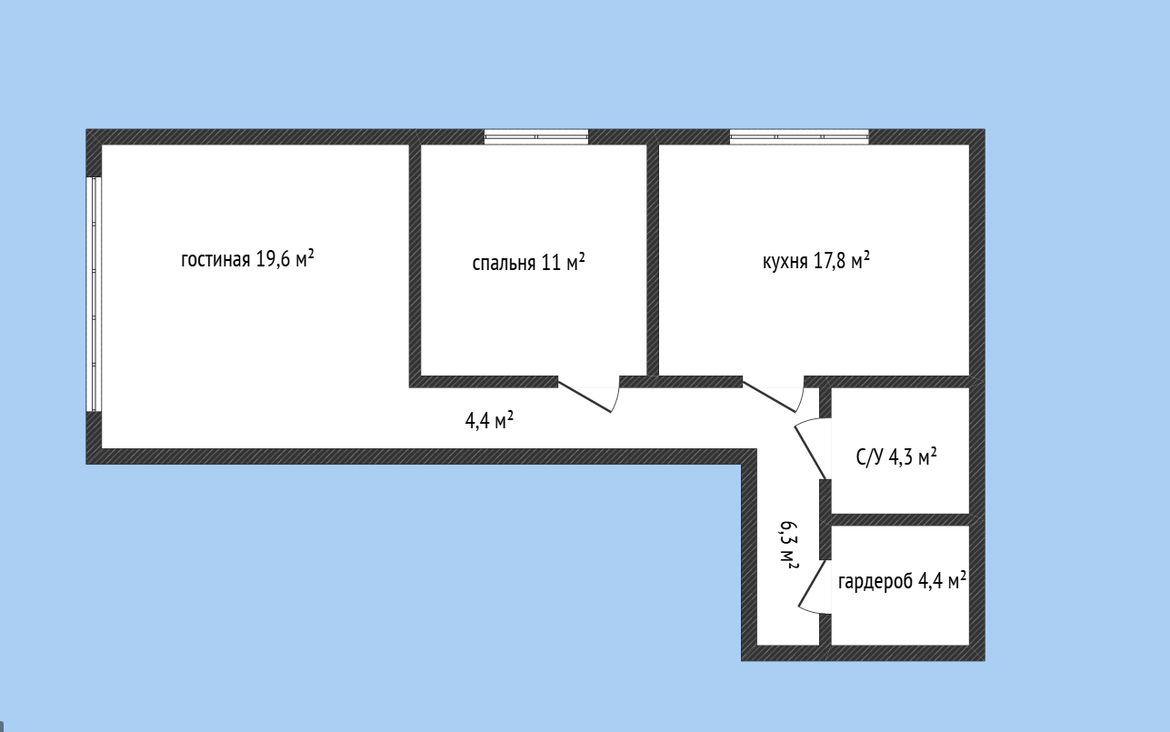 2-комнатная 70 м2 в ЖК undefined корпус null этаж 6