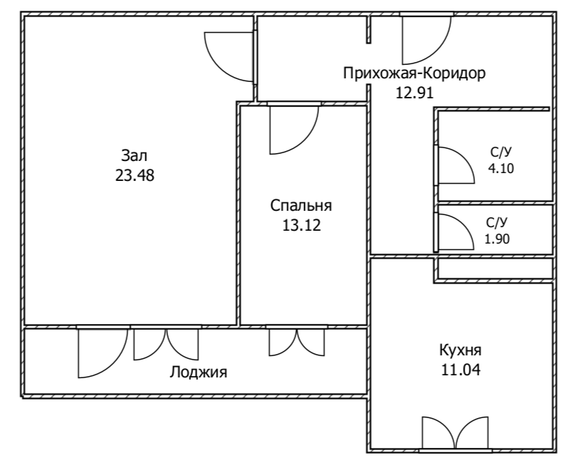 2-комнатная 71.5 м2 в ЖК undefined корпус null этаж 12