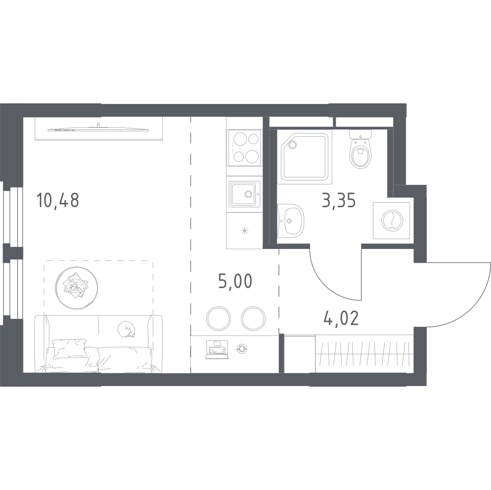 Студия 22 м2 в ЖК Космический Квартал корпус null этаж 6