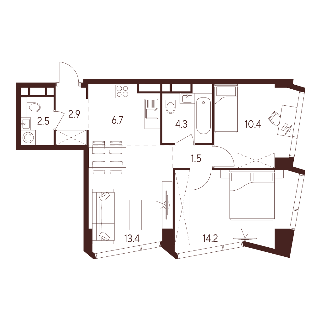 Студия 55 м2 в ЖК Indy Towers корпус null этаж 18