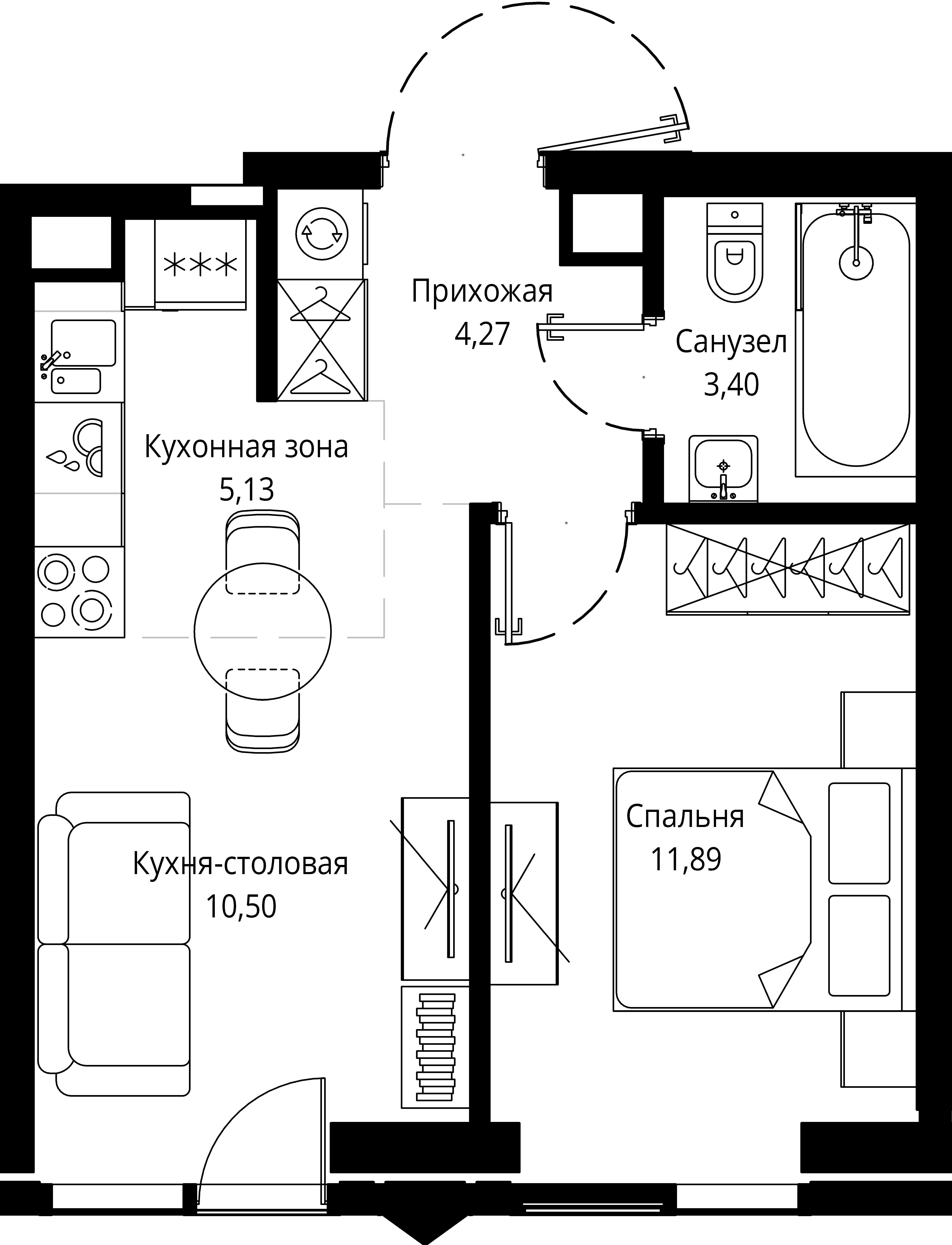 1-комнатная 35 м2 в ЖК JOIS корпус null этаж 11