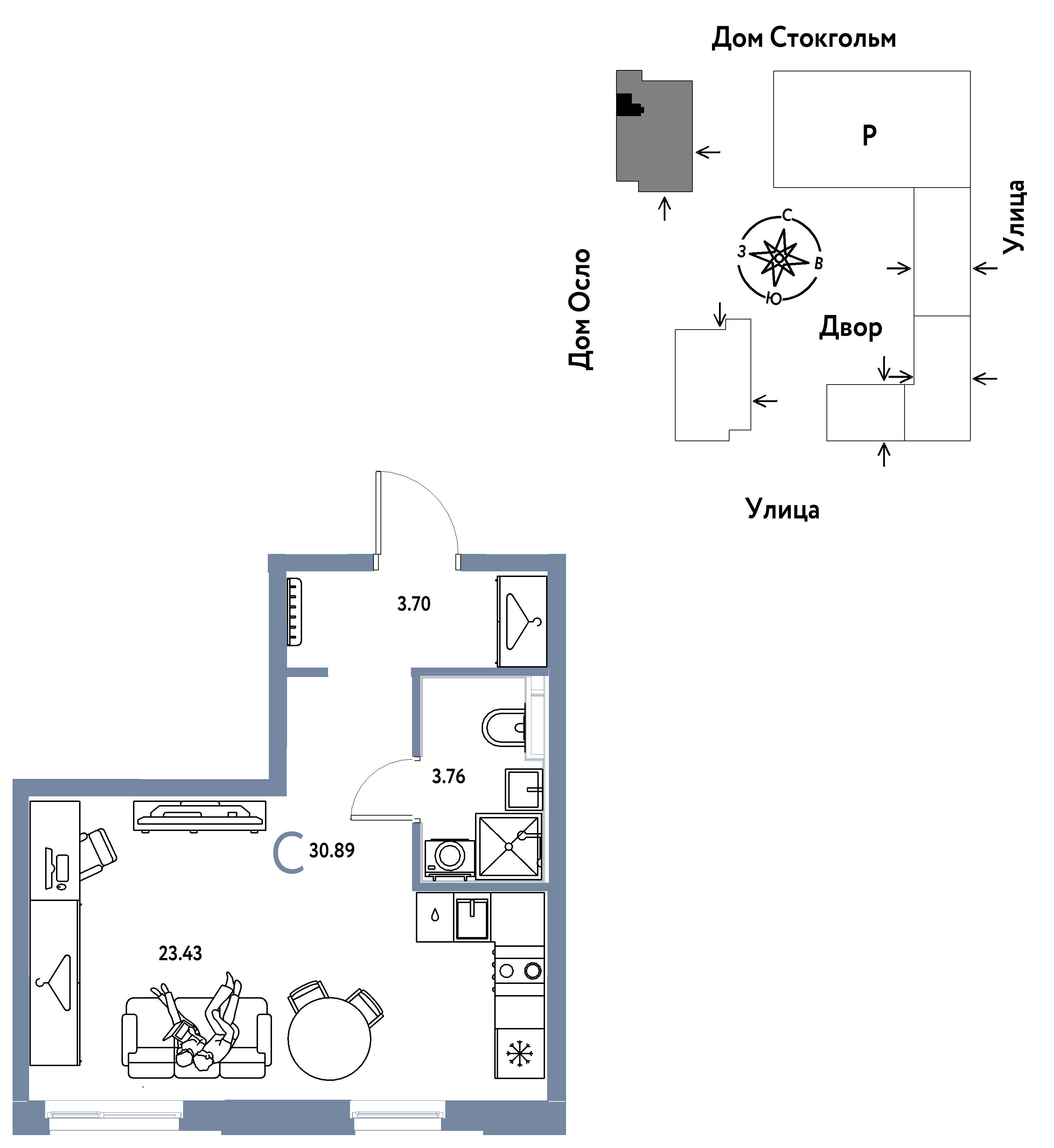 Студия 30 м2 в ЖК Европейский берег 2.0 корпус null этаж 15