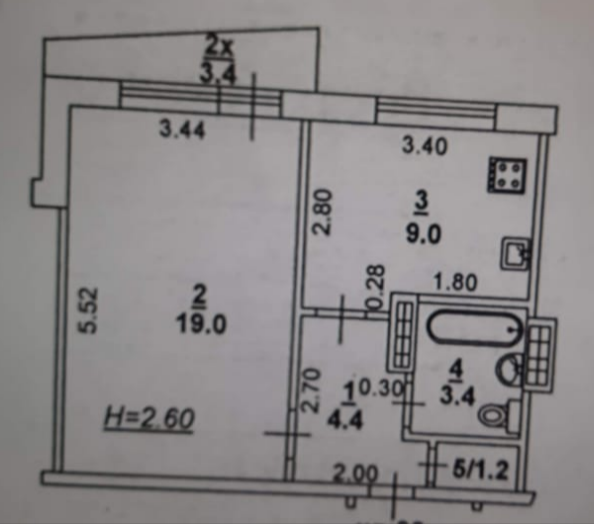 1-комнатная 40 м2 в ЖК undefined корпус null этаж 1