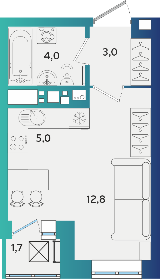 Студия 25 м2 в ЖК Васнецово корпус null этаж 12