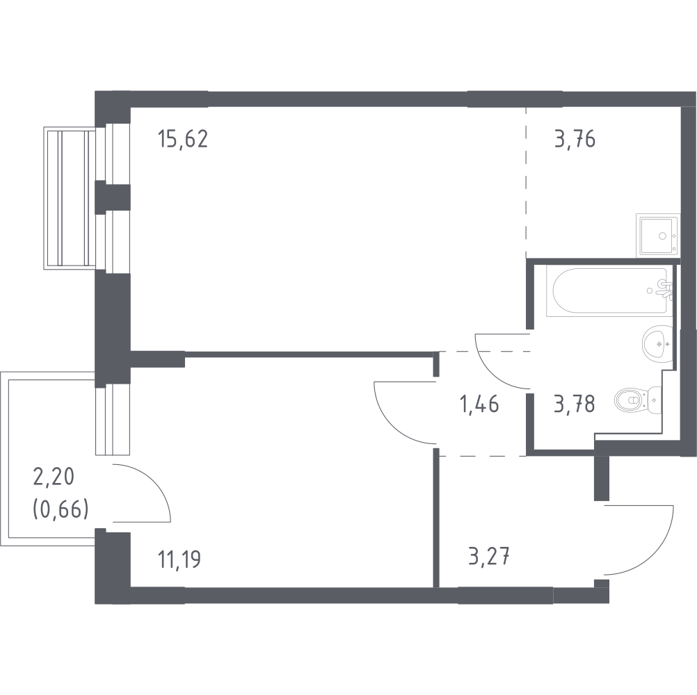 Студия 39 м2 в ЖК Рублёвский Квартал корпус null этаж 5