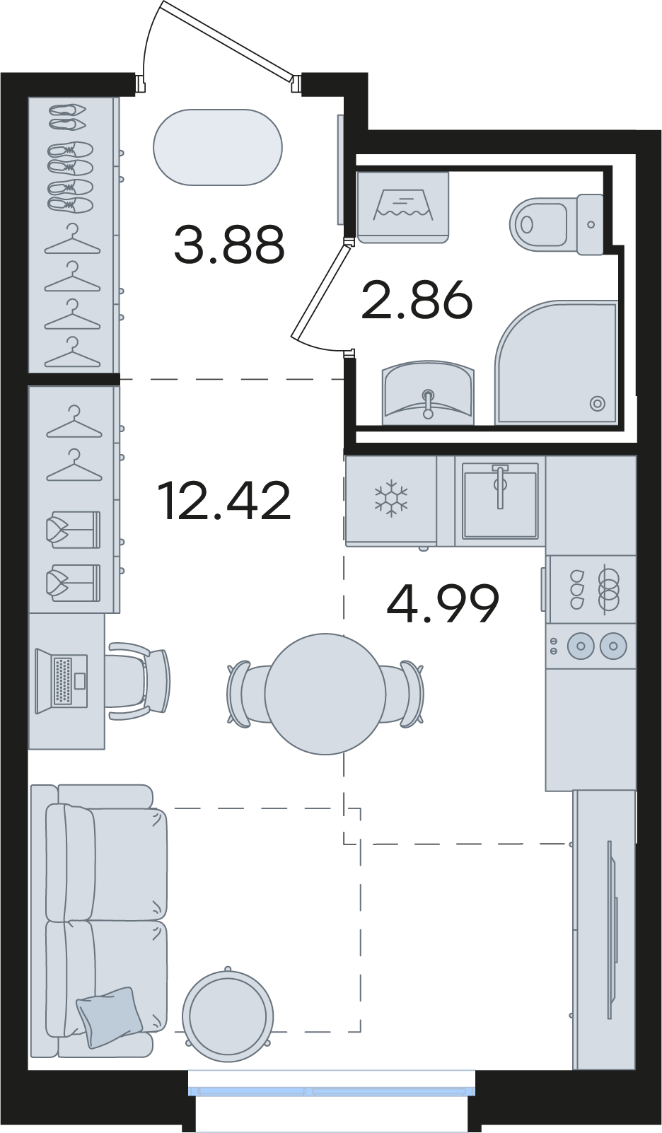 Студия 24 м2 в ЖК Новинки корпус null этаж 9