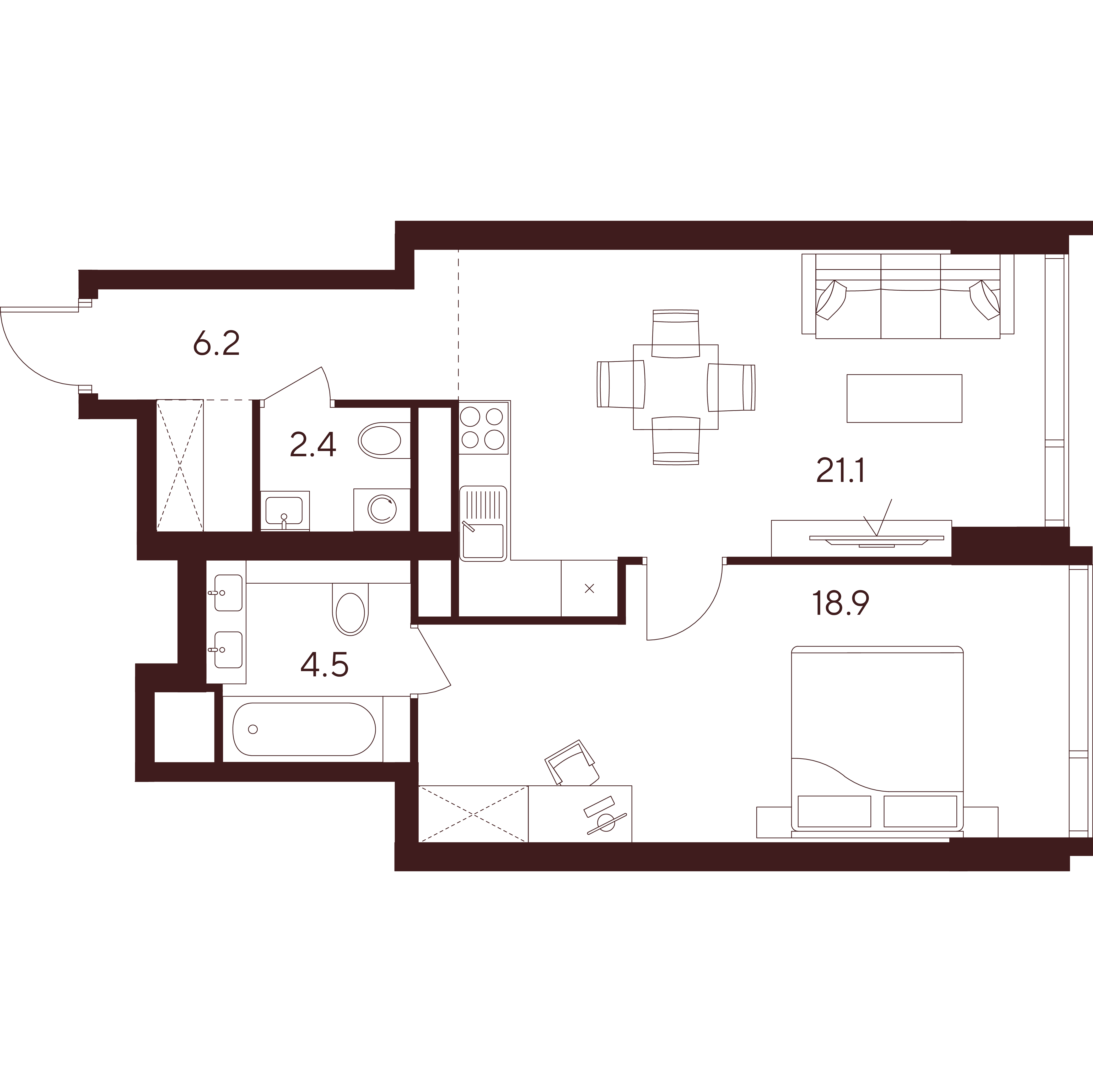 Студия 53 м2 в ЖК Indy Towers корпус null этаж 20
