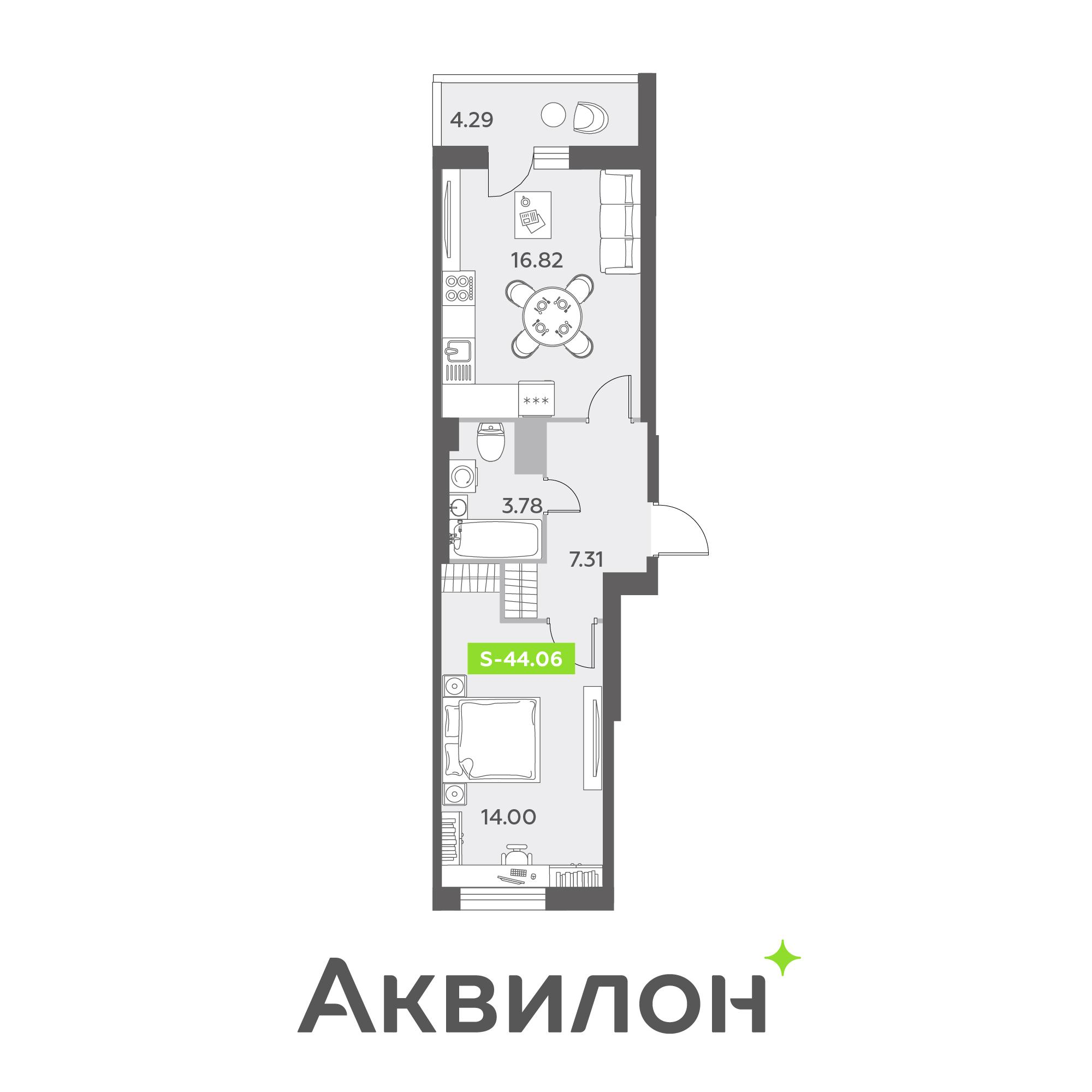 Студия 44 м2 в ЖК Аквилон All in 3.0 корпус null этаж 10