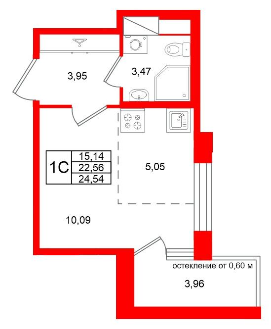 Студия 22 м2 в ЖК Титул в Московском корпус null этаж 8