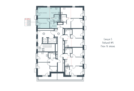 2-комнатная 42.9 м2 в ЖК undefined корпус null этаж 16